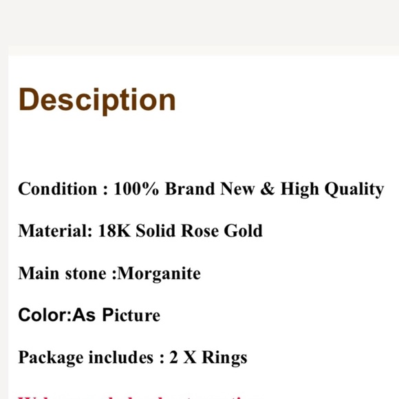 18K Solid Rose Gold Morganite, White Sapphire - Picture 6 of 8